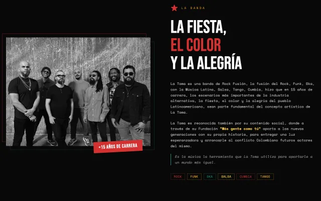 Captura de la tienda shop.latomamusic.co